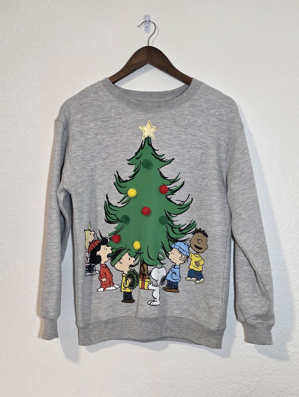 Peanuts Christmas Tree 3D Sweatshirt XXS Heather Grey Snoopy Charlie Brown